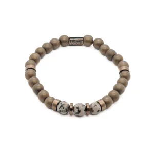 Dalmatian Jasper Hematite Stone Beaded Bracelet