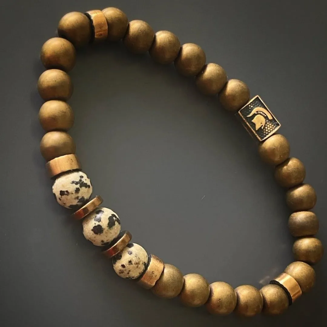Dalmatian Jasper Hematite Stone Beaded Bracelet