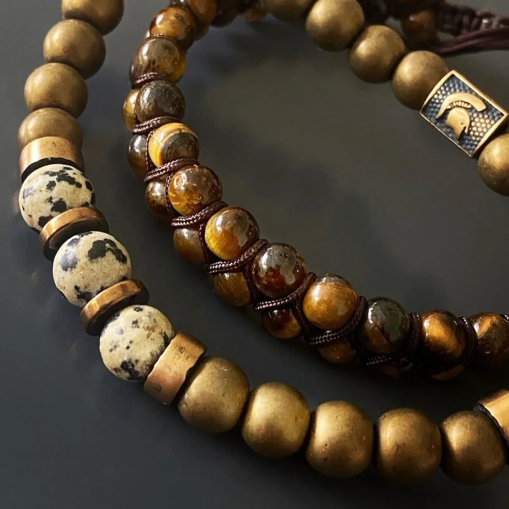 Dalmatian Jasper Hematite Stone Beaded Bracelet
