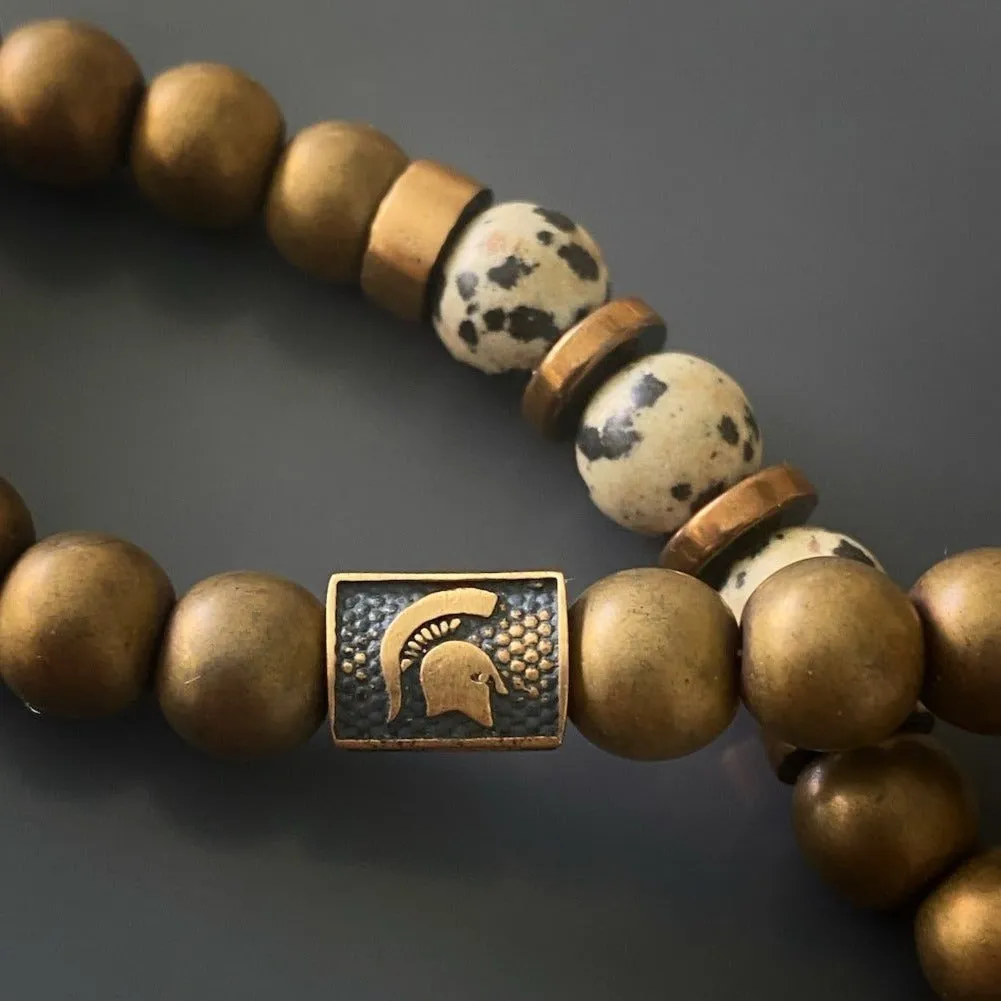 Dalmatian Jasper Hematite Stone Beaded Bracelet
