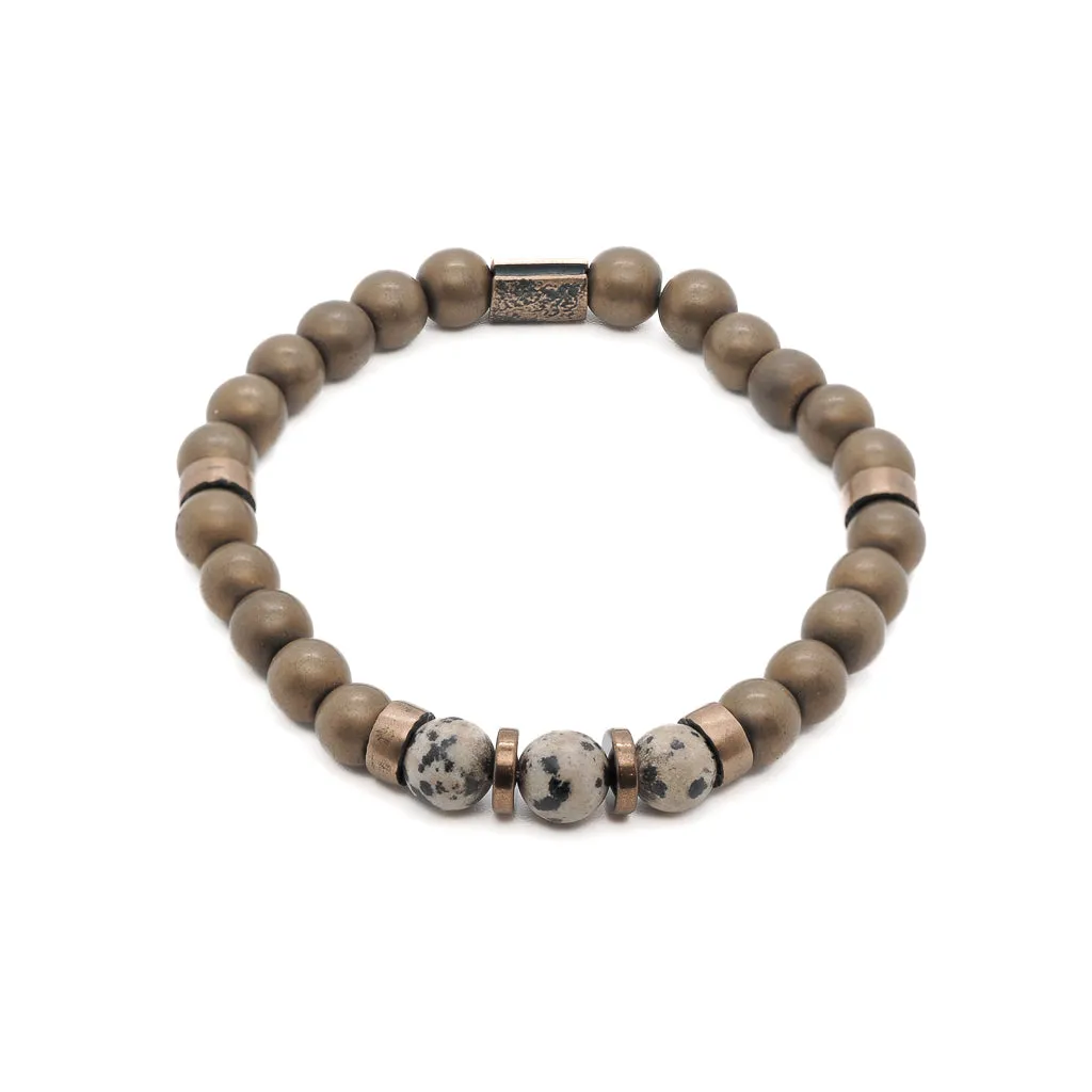Dalmatian Jasper Hematite Stone Beaded Bracelet