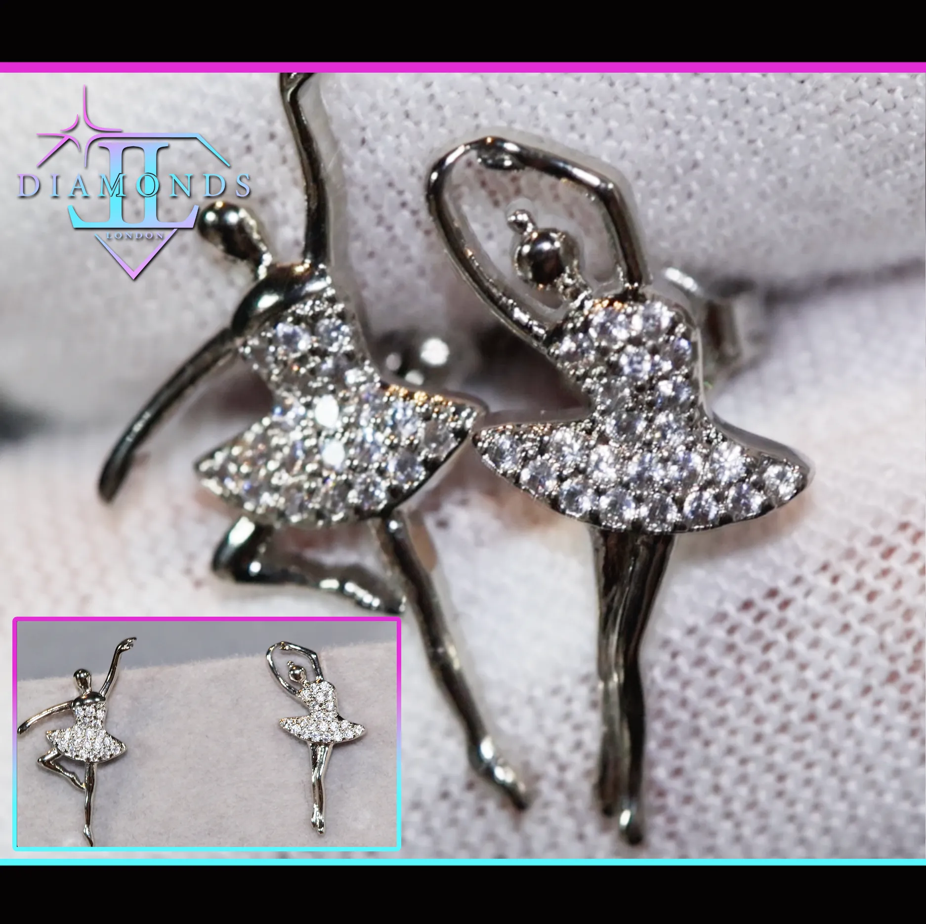 Dancer Jewelry | Womens Diamond Ear Studs | Charm Earrings | Ballerina