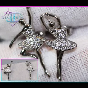 Dancer Jewelry | Womens Diamond Ear Studs | Charm Earrings | Ballerina
