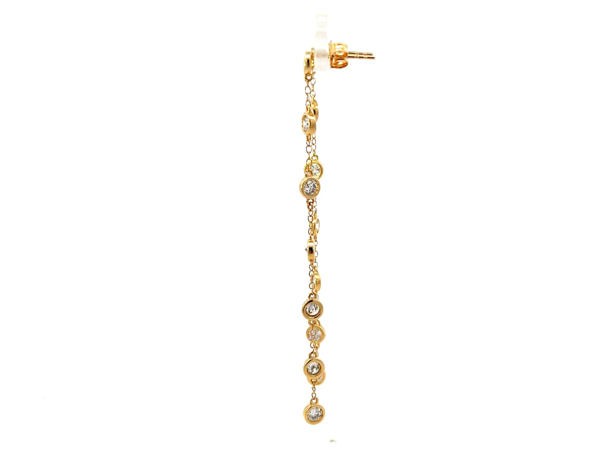Dangly Bezel Set Diamond 14K Gold Earrings