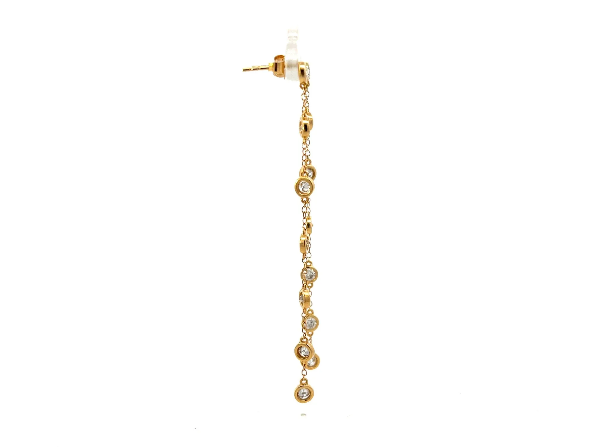 Dangly Bezel Set Diamond 14K Gold Earrings