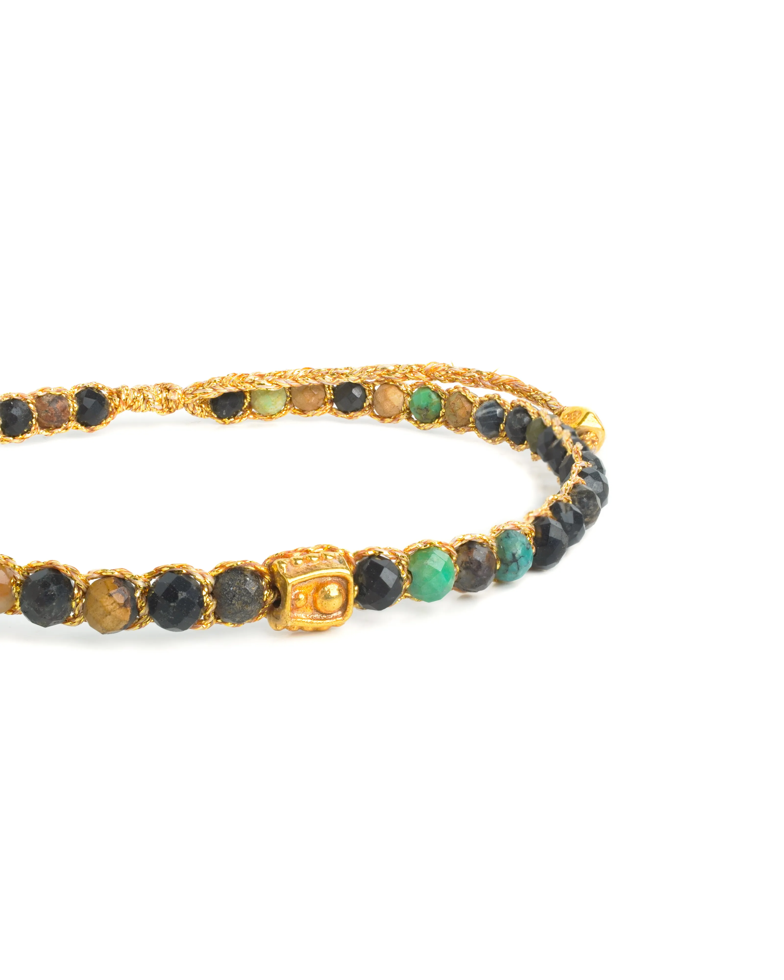 Dark Chrysocolla Agate Bracelet | Gold