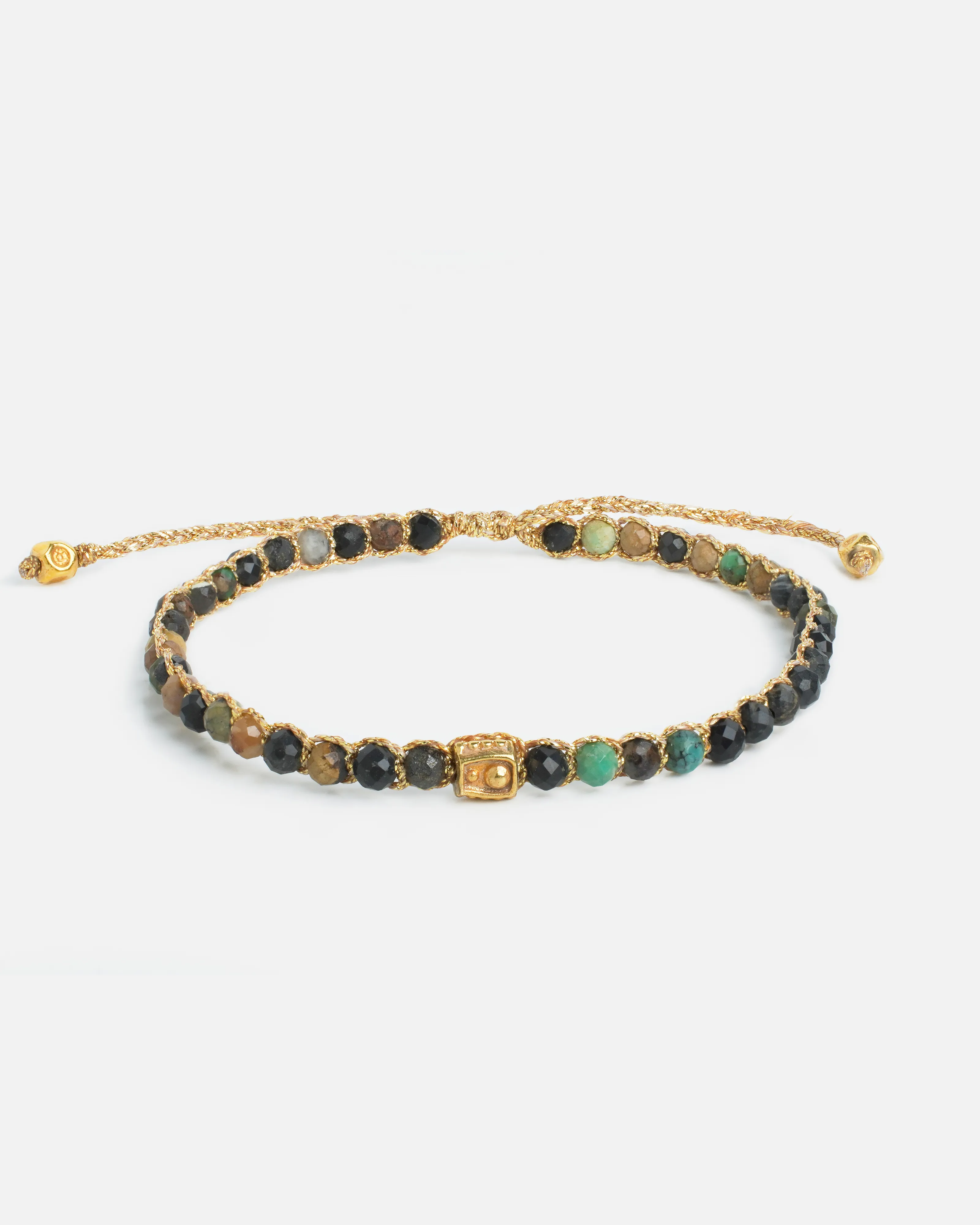 Dark Chrysocolla Agate Bracelet | Gold