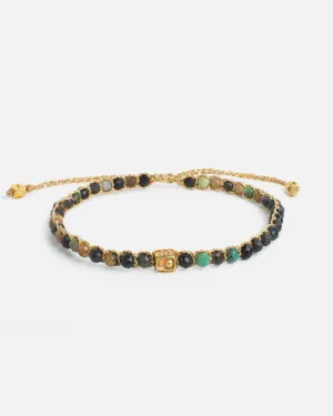 Dark Chrysocolla Agate Bracelet | Gold