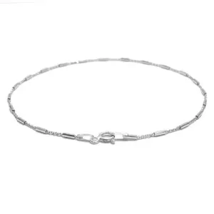 Dazzling Sterling Silver Faceted Bar Rolo Anklet. Available in 3 Lengths.