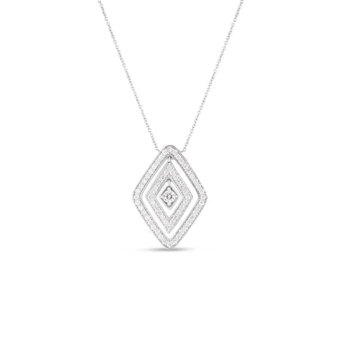 Diamante 18K White Gold Large Diamond Pavé Pendant Necklace