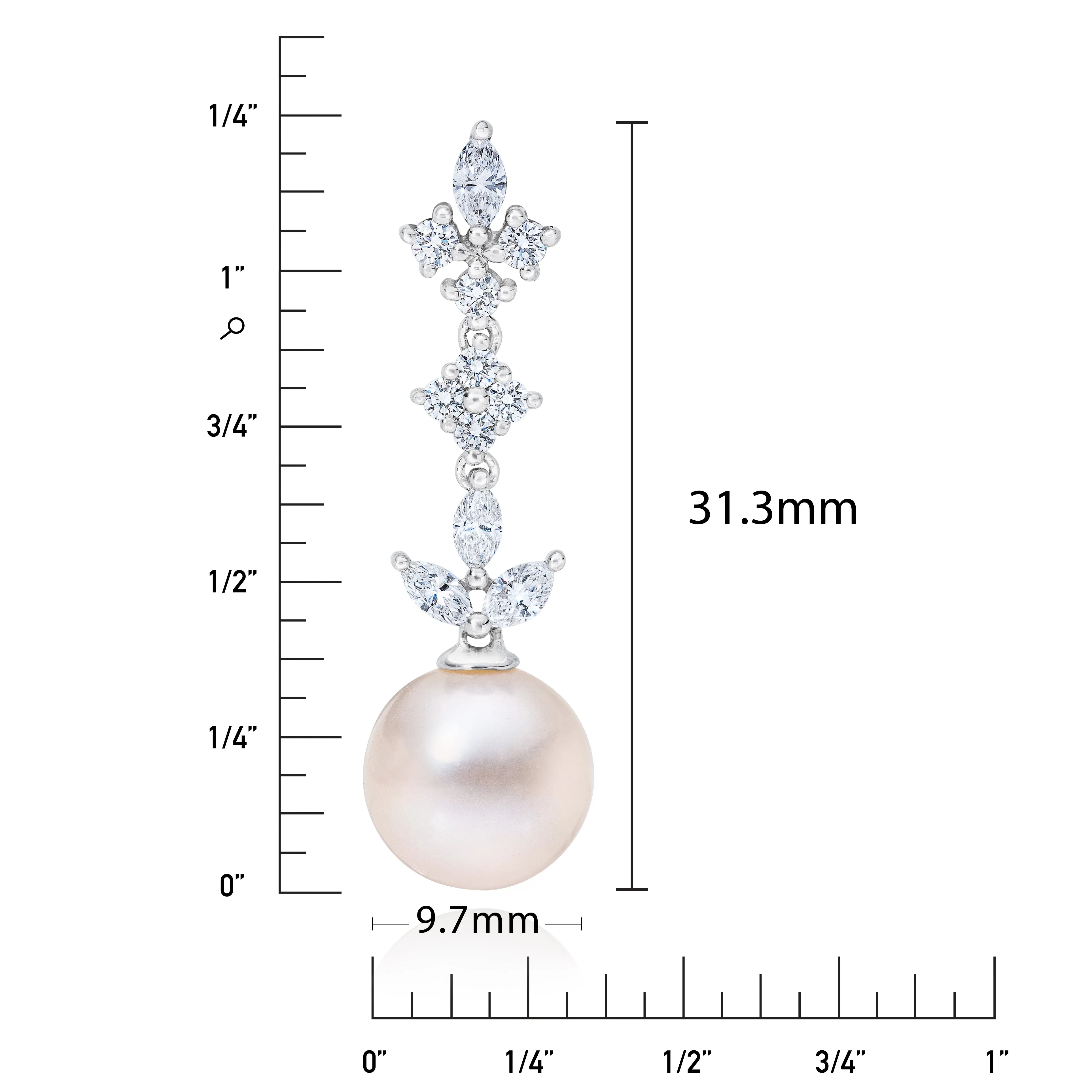 DIAMOND & FRESHWATER PEARL DANGLE EARRINGS