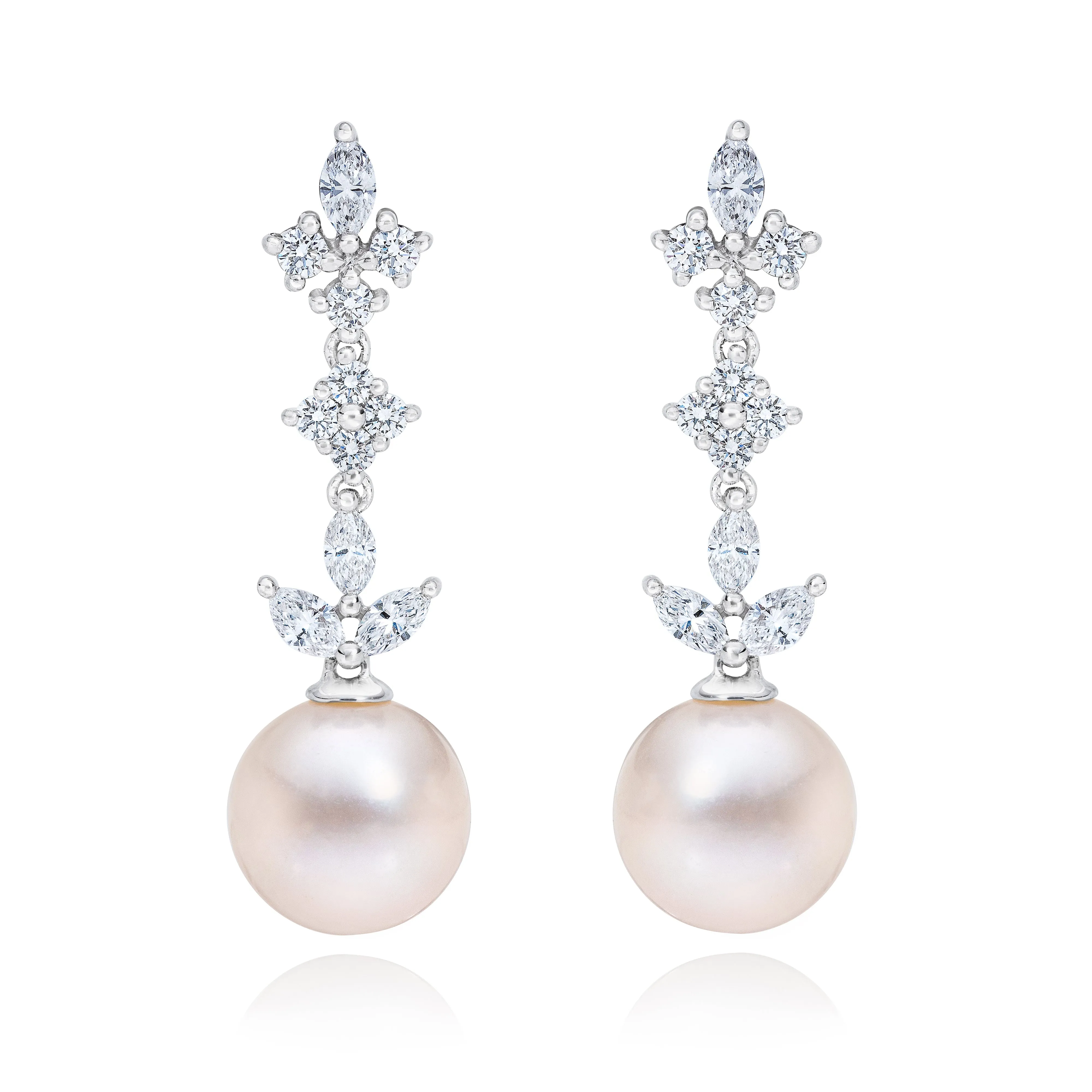 DIAMOND & FRESHWATER PEARL DANGLE EARRINGS