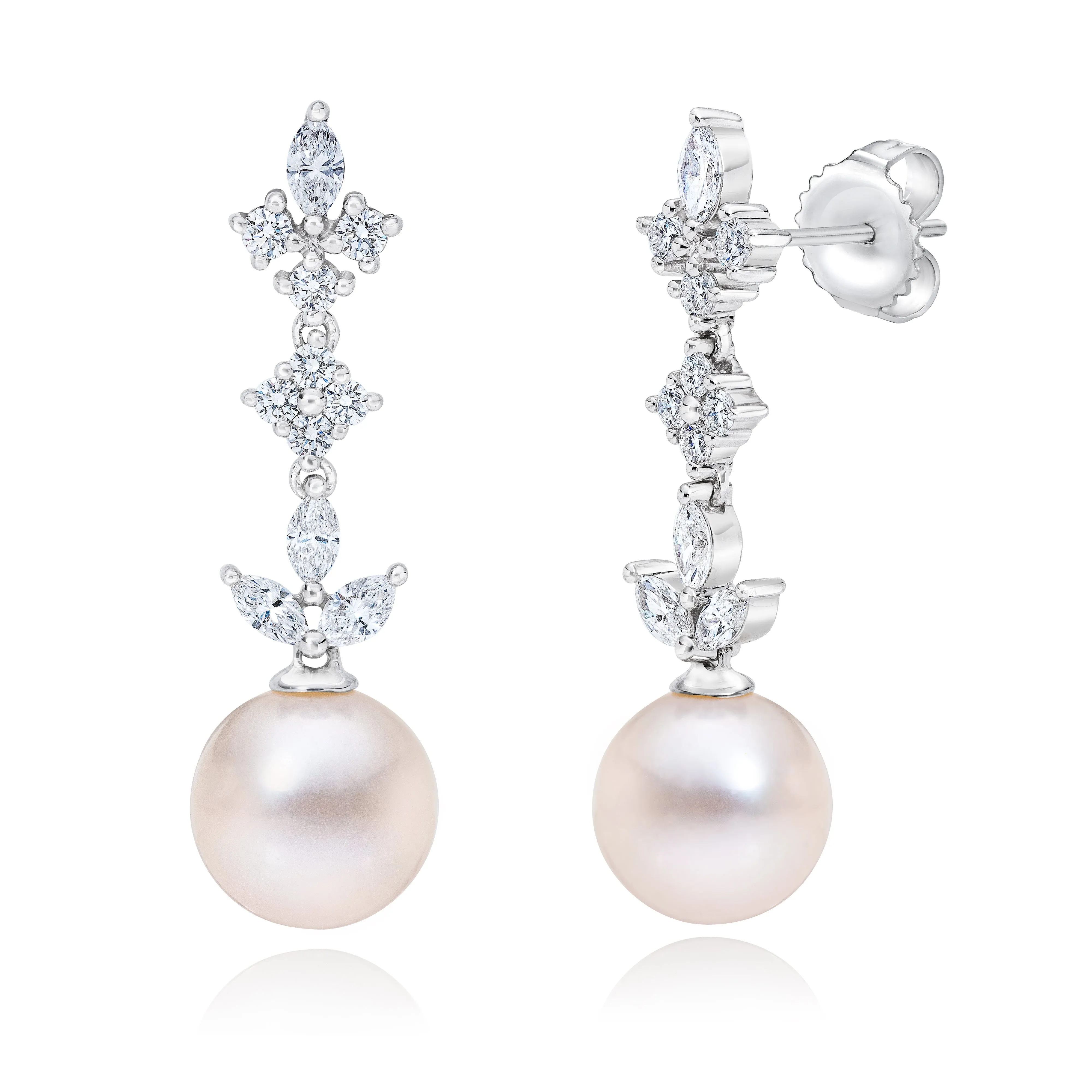 DIAMOND & FRESHWATER PEARL DANGLE EARRINGS