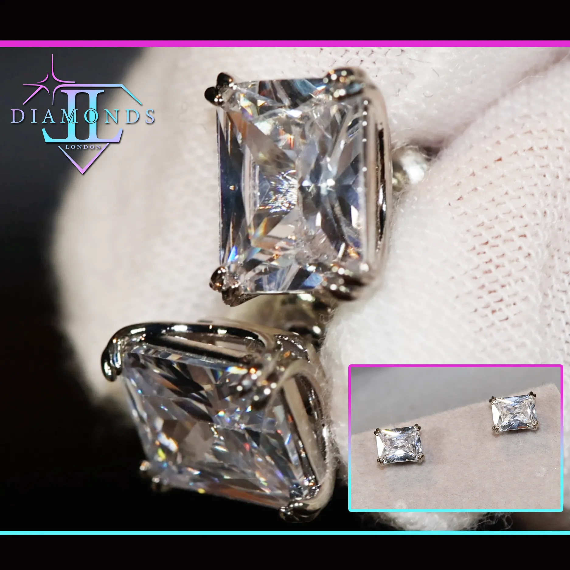 Diamond Earrings | Womens Earrings | Emerald Earrings | Diamond Ear Studs | Womens Stud Earrings | Mens Diamond Ear Studs |  Iced Ear Studs