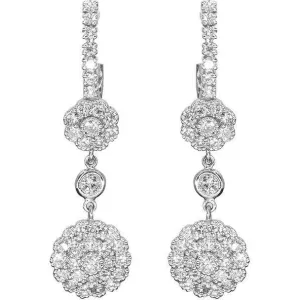 Diamond Flower Drop Earrings | 18K Gold Millefiori | Art Nouveau Style