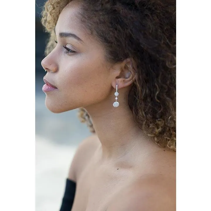 Diamond Flower Drop Earrings | 18K Gold Millefiori | Art Nouveau Style