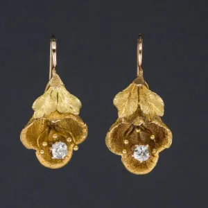 Diamond Flower Earrings | Antique Flower Earrings