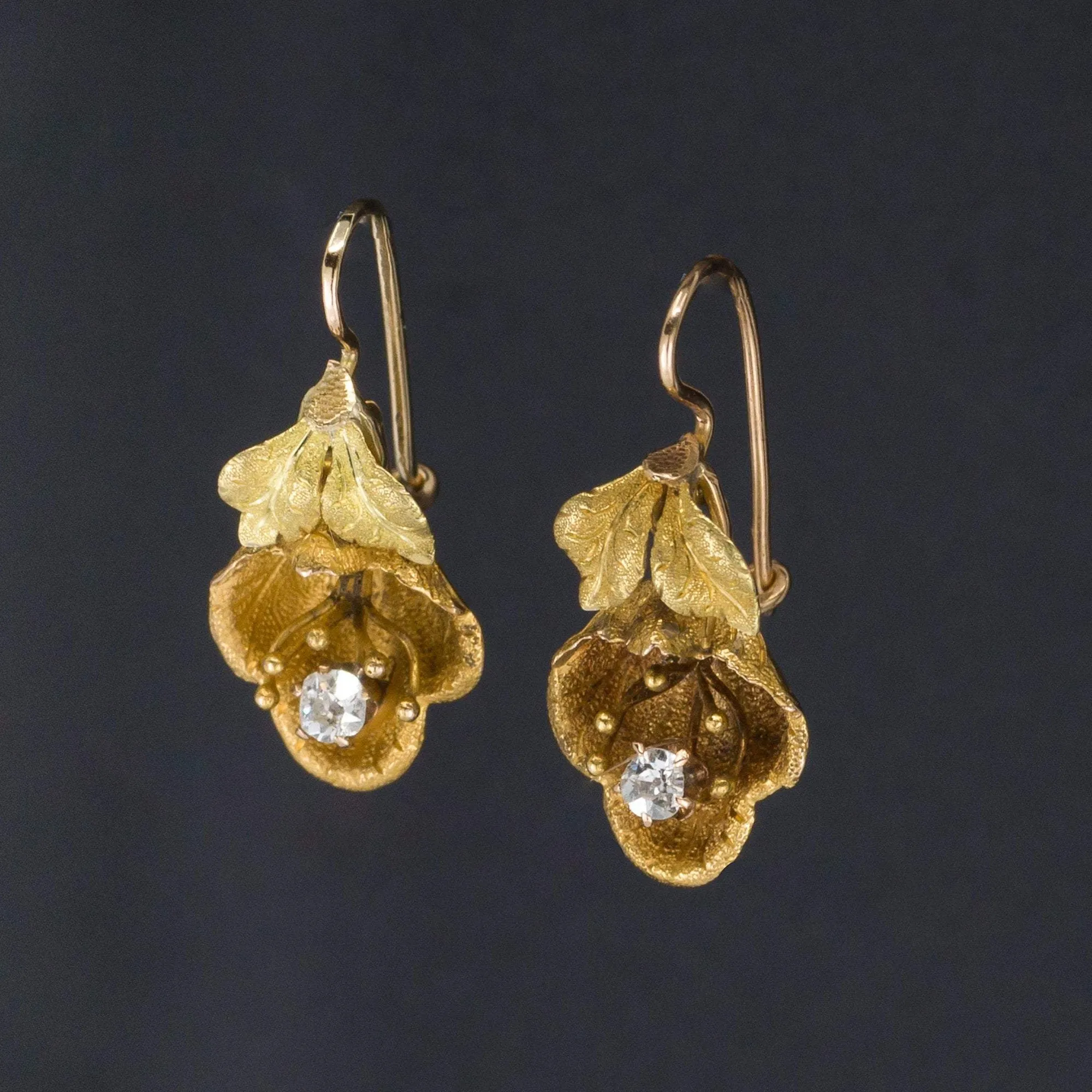 Diamond Flower Earrings | Antique Flower Earrings