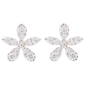 Diamond Flower Stud Earrings