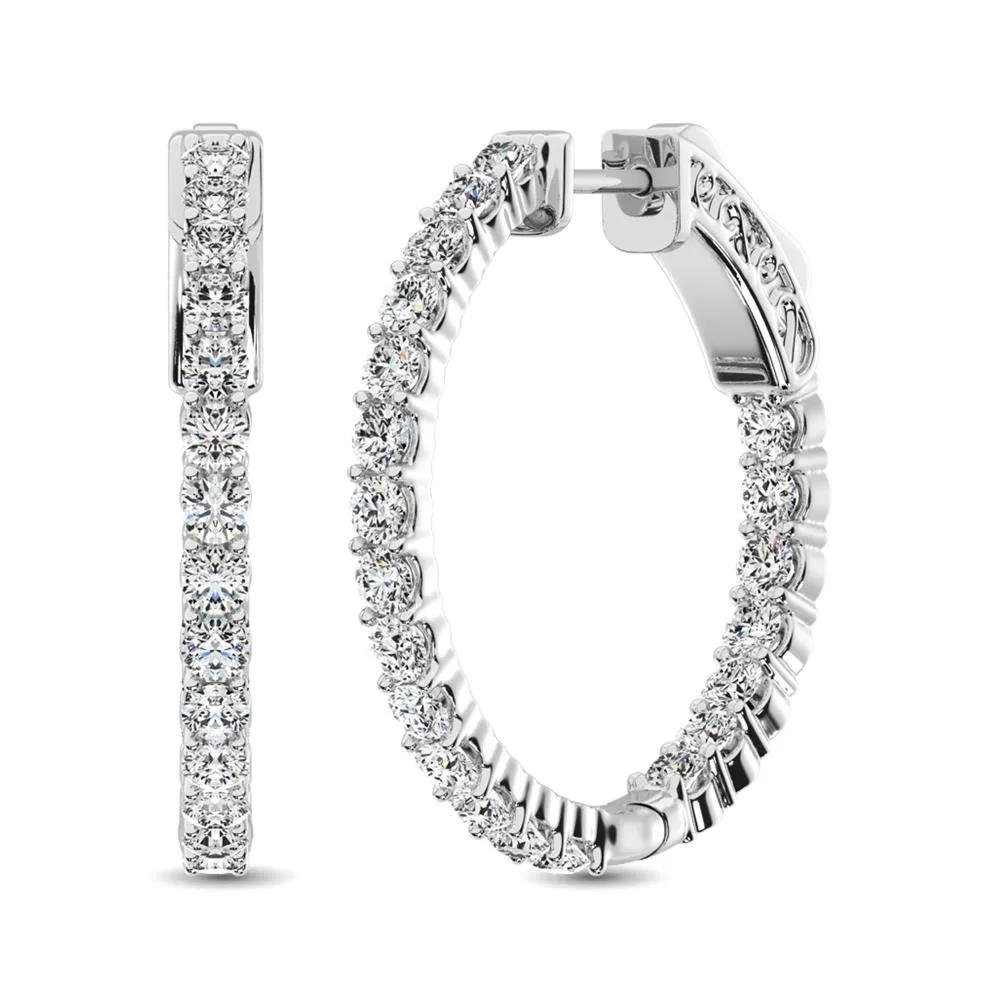Diamond Hoops Inside Out - Available in 1.00 to 1.99 Carats in 10KT Yellow Gold