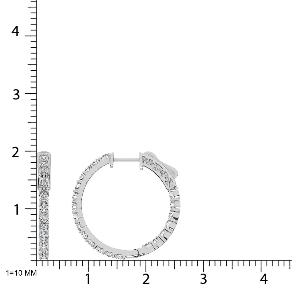 Diamond Hoops Inside Out - Available in 1.00 to 1.99 Carats in 10KT Yellow Gold