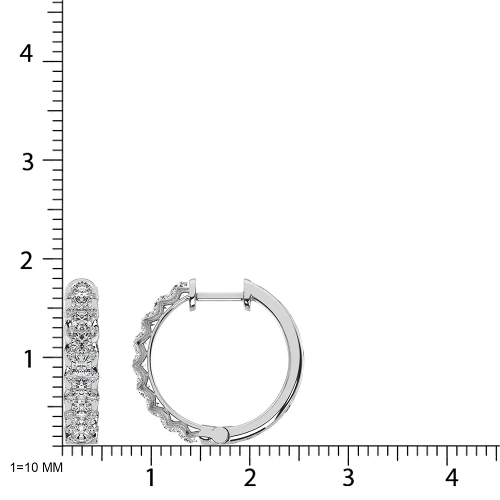 Diamond Hoops Inside Out - Available in 1.00 to 1.99 Carats in 10KT Yellow Gold