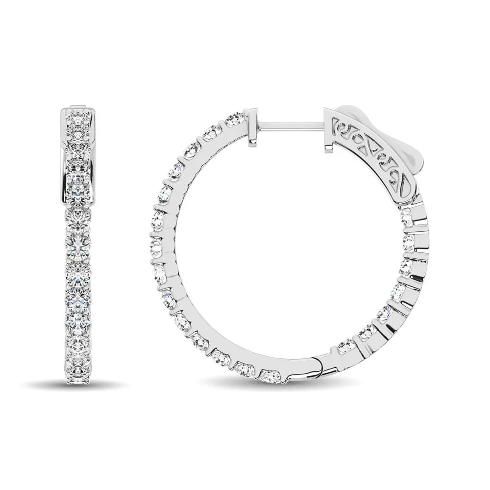 Diamond Hoops Inside Out - Available in 1.00 to 1.99 Carats in 10KT Yellow Gold