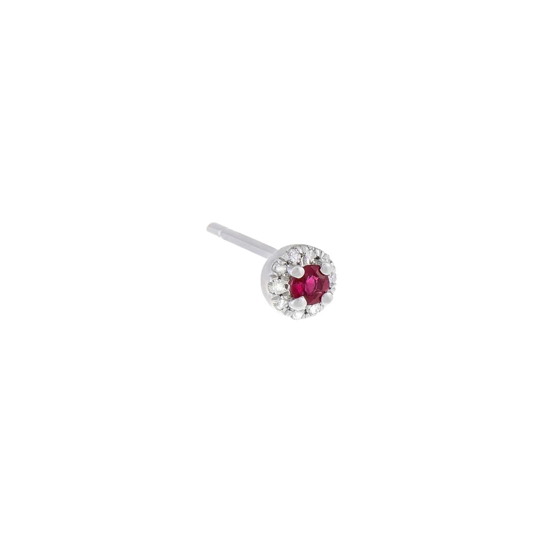 Diamond Mini Colored Stud Earring 14K