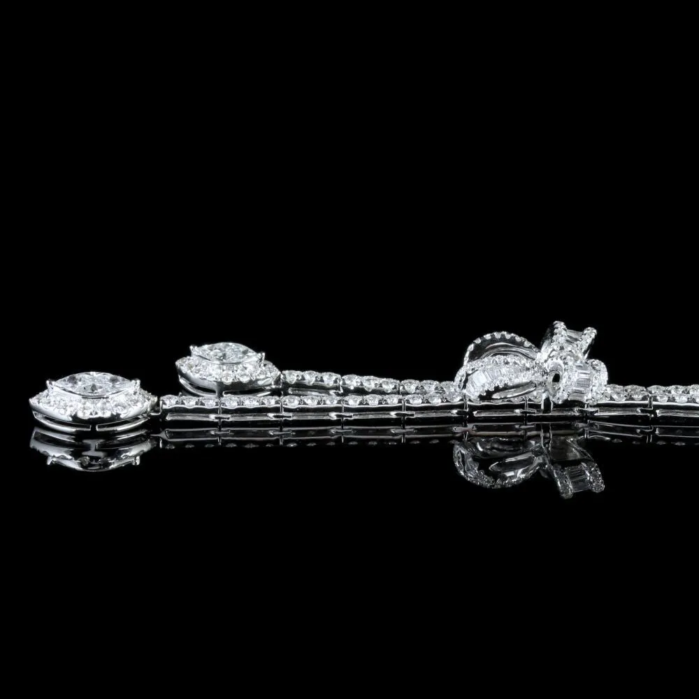Diamond Necklace 18Ct White Gold Marquise Diamond Bow Dropper