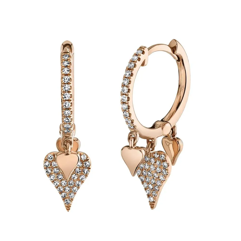 Diamond Pavé Heart Huggie Earrings