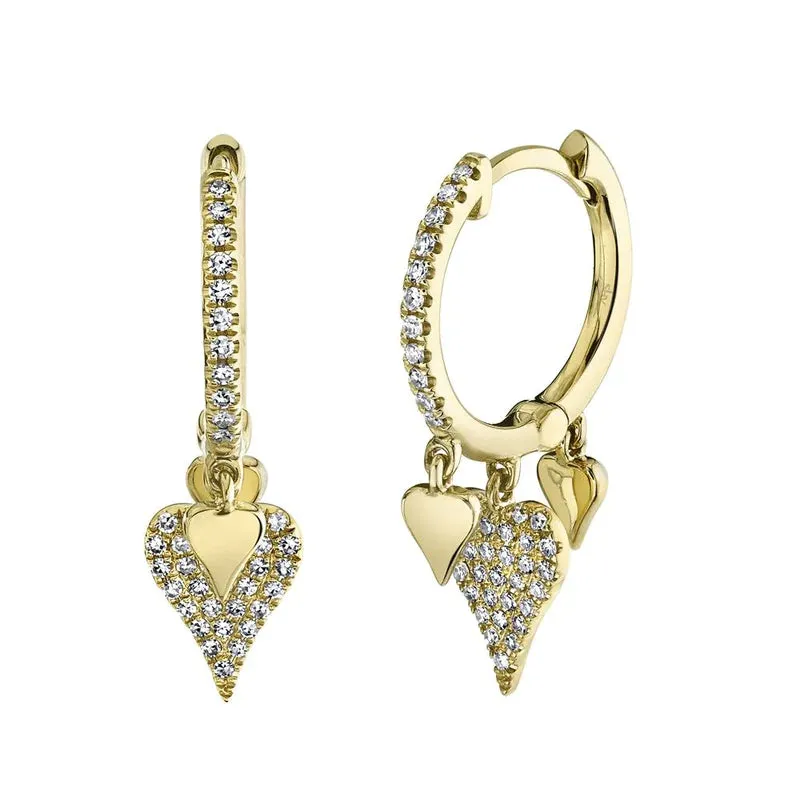 Diamond Pavé Heart Huggie Earrings