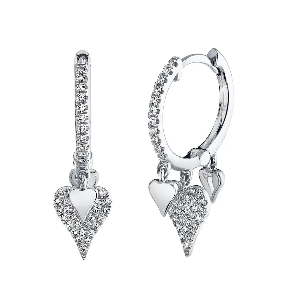 Diamond Pavé Heart Huggie Earrings