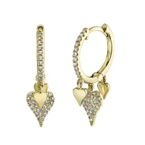 Diamond Pavé Heart Huggie Earrings