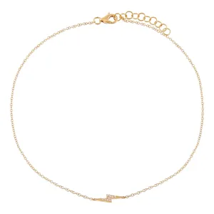 Diamond Pavé Lightning Bolt Anklet 14K