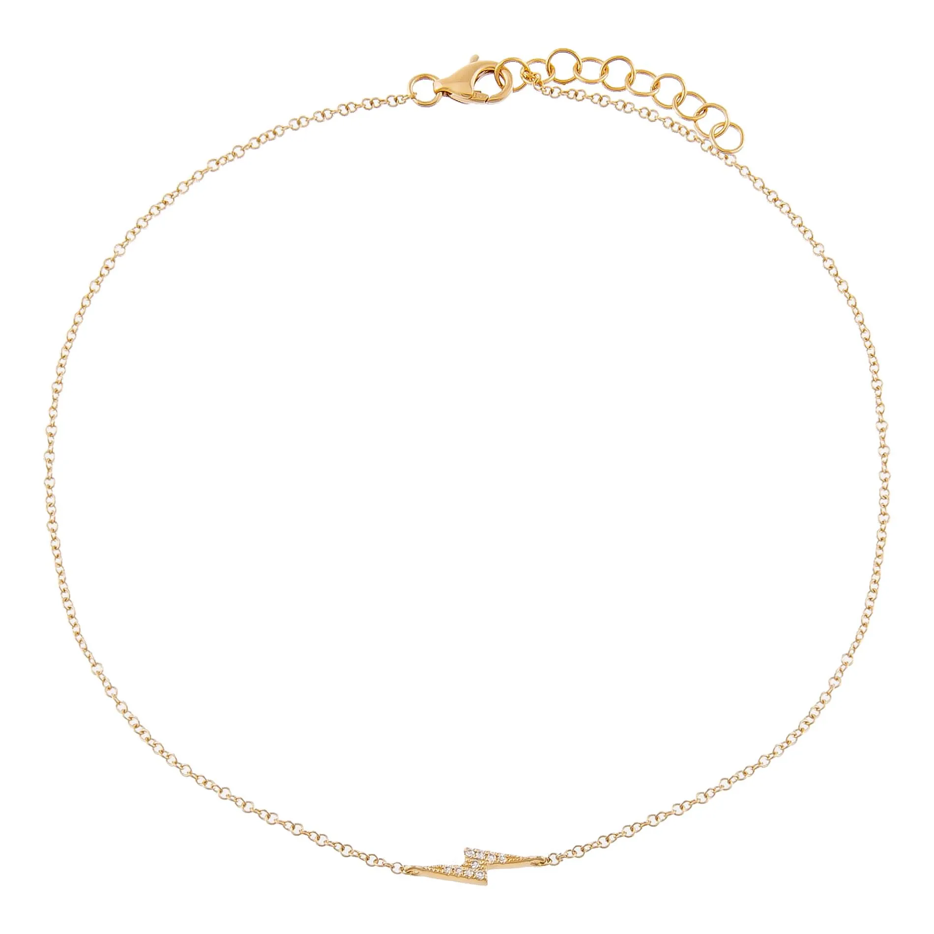 Diamond Pavé Lightning Bolt Anklet 14K