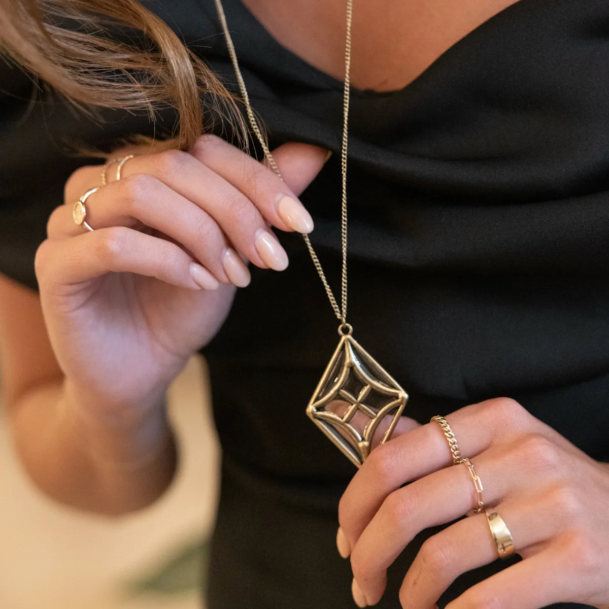 Diamond Stained Glass Necklace