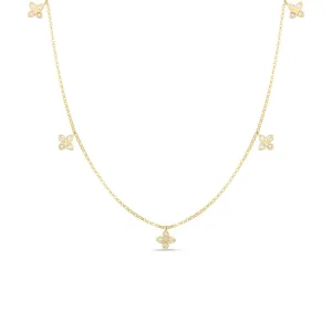 Diamonds By The Inch 18K Yellow Gold Dangling 5 Station Flower Diamond Necklace