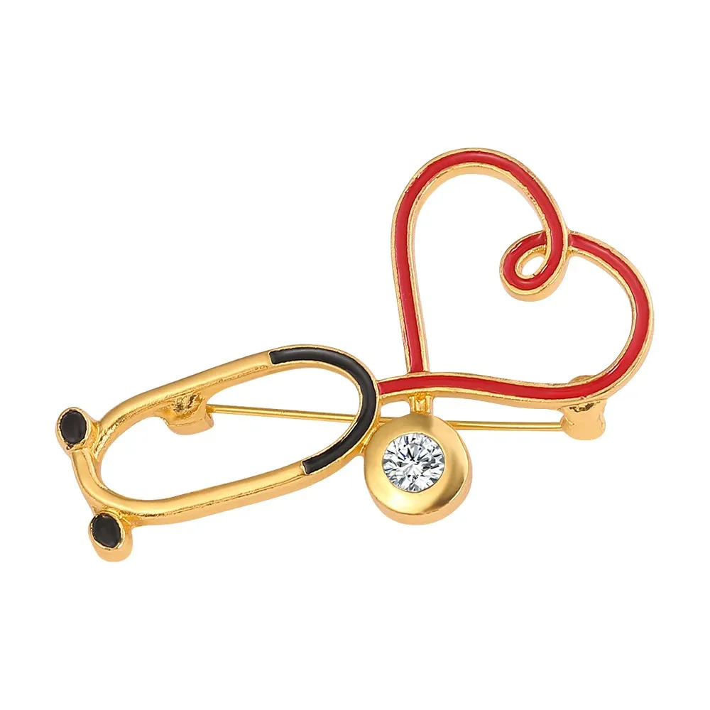 Doctor Nurse Stethoscope Shape Medical Medicine Brooch Pins