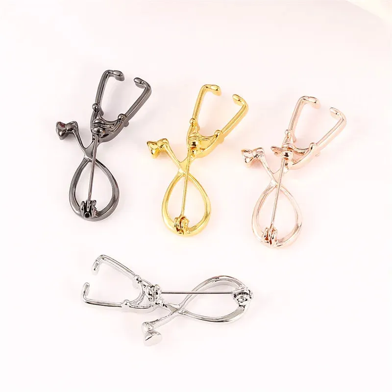 Doctor Nurse Stethoscope Shape Medical Medicine Brooch Pins