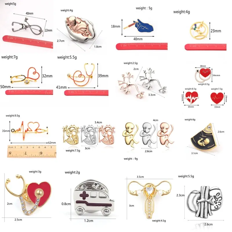 Doctor Nurse Stethoscope Shape Medical Medicine Brooch Pins