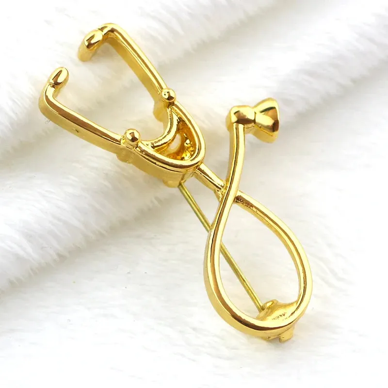 Doctor Nurse Stethoscope Shape Medical Medicine Brooch Pins
