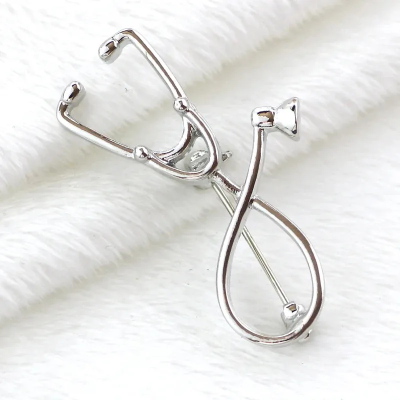 Doctor Nurse Stethoscope Shape Medical Medicine Brooch Pins
