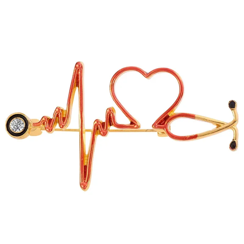 Doctor Nurse Stethoscope Shape Medical Medicine Brooch Pins