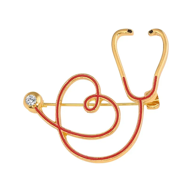 Doctor Nurse Stethoscope Shape Medical Medicine Brooch Pins