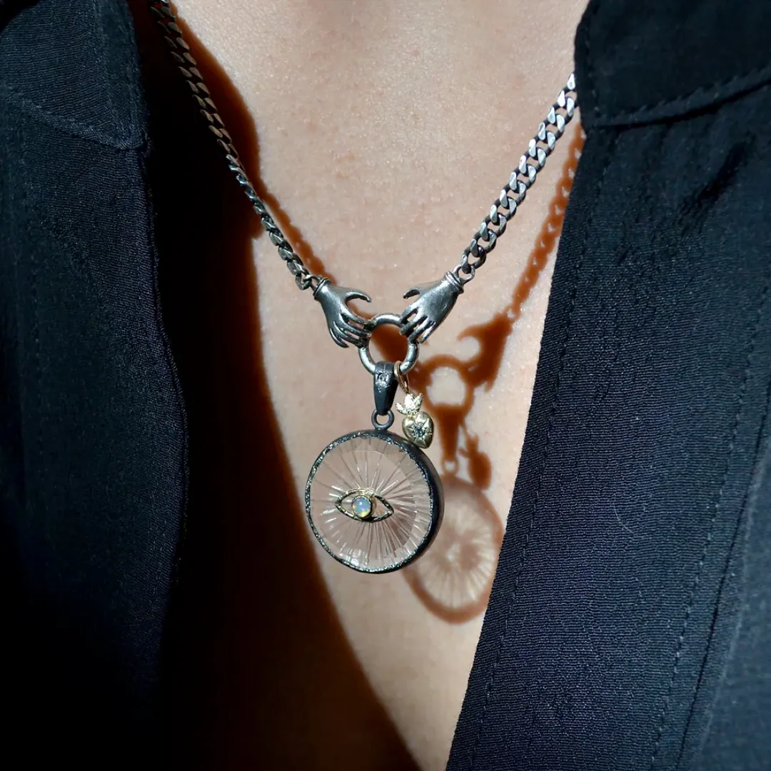 Double Hand Charm Holder Necklace