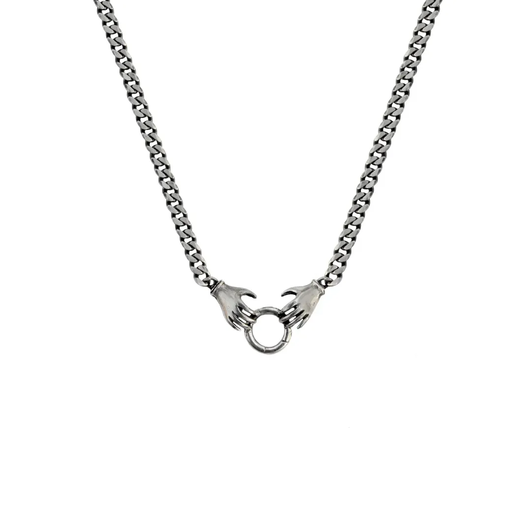 Double Hand Charm Holder Necklace