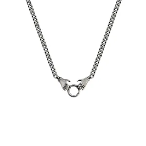 Double Hand Charm Holder Necklace