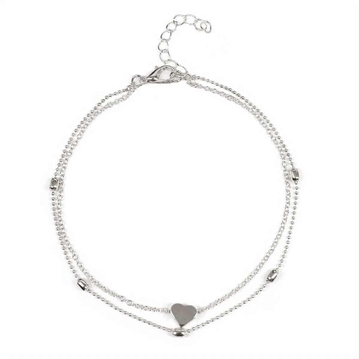Double Layer Anklet Heart Charm for Men Unisex