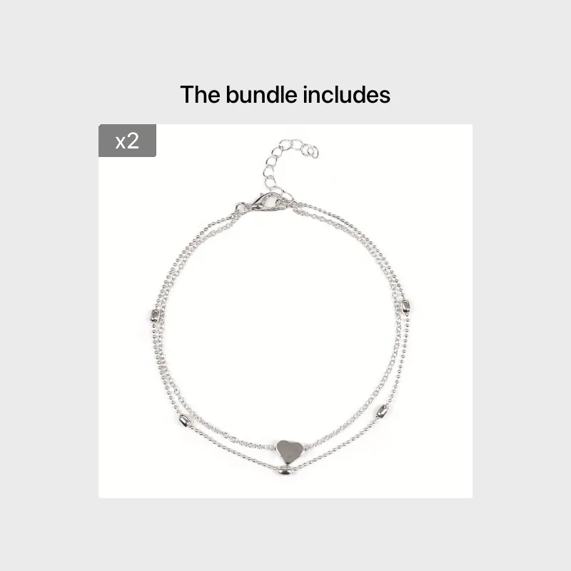 Double Layer Anklet Heart Charm for Men Unisex