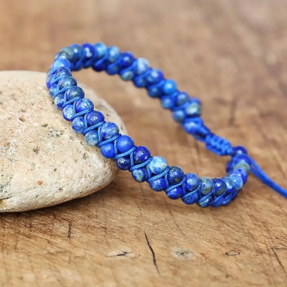 Double Layer Natural Stone African Jasper Bracelets woven Bohemia Zinc